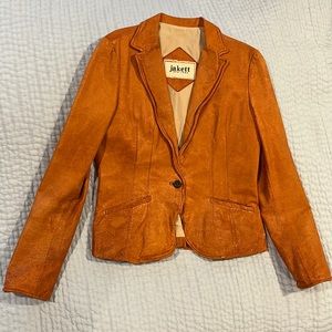 orange leather blazer “jacket”